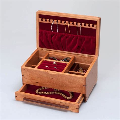 Wooden Jewelry Box Jewelry Box Women Cherry With Pomelle Cherry Lid