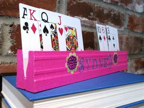 You may create pretty, but fast cards for most events. Could DIY : Card Holder (perhaps made from molding or baseboards?) | Playing card holder, Mommy ...