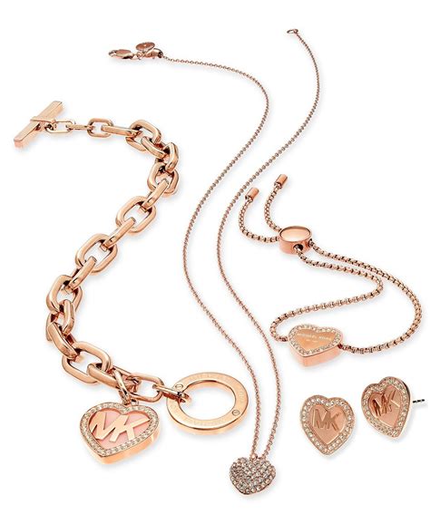 Michael Kors Rose Gold Tone Logo Heart Jewelry Separates And Reviews