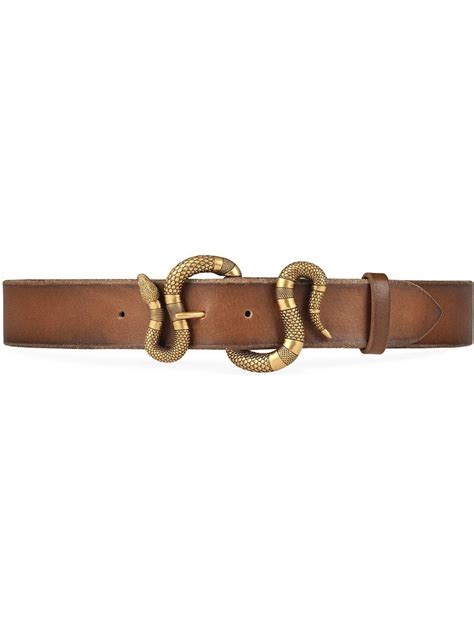 Gucci Leather Belt With Snake Buckle In Brown For Men Lyst