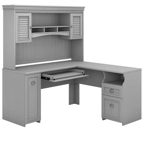 Bush Furniture Fairview 60w L Shaped Desk With Hutch In Cape Cod Gray