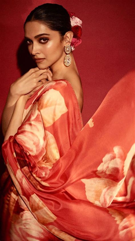 deepika padukone s pictures in a red floral saree will make you fall in love with her all over