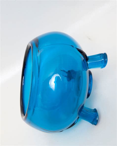 Vintage Viking Turquoise Glass Bowl Three Legged Candy Dish Etsy