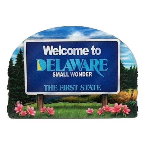 Delaware State Welcome Sign Artwood Fridge Magnet