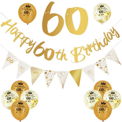 Buy Adxco 12 Pieces 60th Birthday Decorations Kit Include Gold Happy