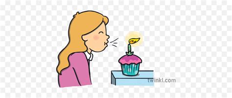 Girl Blowing Out Candle Birthday Cupcake Fairy Cake Flame Blowing A Candle Cartoon Png