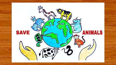 Save Animals Poster Drawinghow To Draw Save Wildlife Poster Easy For
