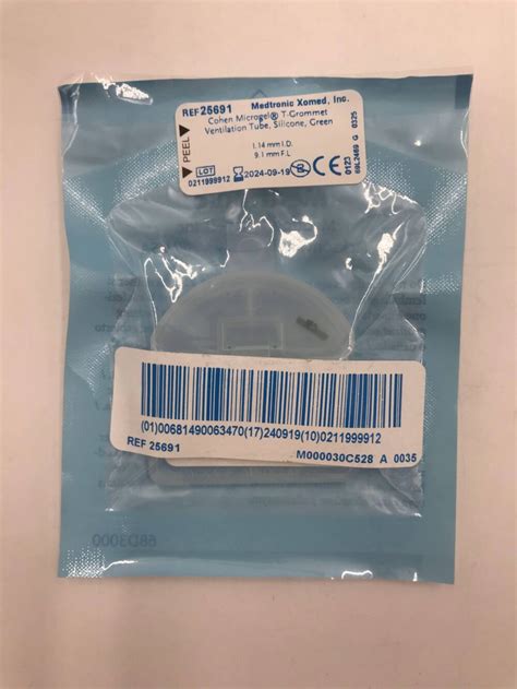 Medtronic 25691 Cohen Microgel T Grommet Ventilation Tube Silicone