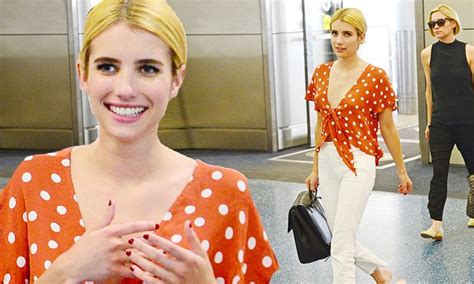 Emma Roberts Flashes Toned Abs In Polka Dot Crop Top As She Jets Out Of Miami Daily Mail Online