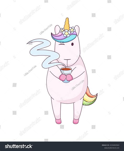 Cute Cartoon Unicorn Coffee Cup Stock Vector Royalty Free 2155093503