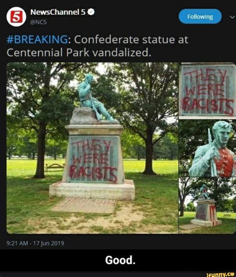 Breaking Confederate Statue At Centennial Park Vandalized Ifunny