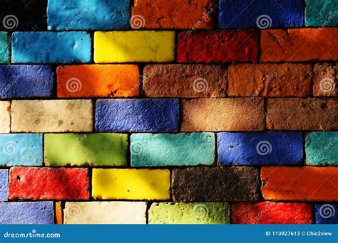 Colorful Brick Wall Make From Ceramic Texture Background Stock Image