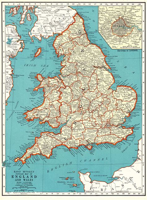An Old Map Of England Showing The Roads And Major Cities In Orange On