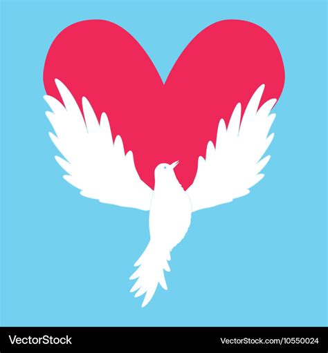 Dove Icon With Heart Shape Logo Peace Love Vector Image