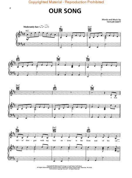 If by any chance you spot an inappropriate comment while navigating through our website please use this form to let us know, and we'll take care of it. Our Song By Taylor Swift - Sheet Music For Piano/Vocal ...
