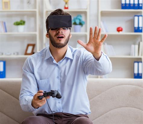 Student Gamer Playing Games At Home Stock Image Image Of Augmented