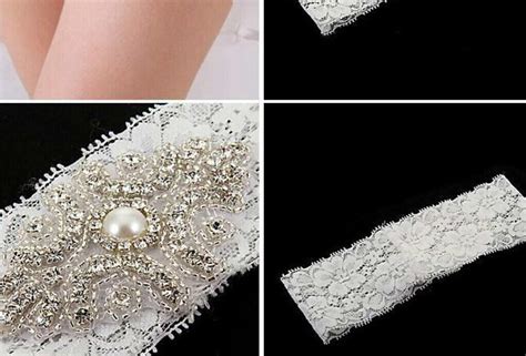 In Stock Lace Bridal Garters White Ivory Cheap Sexy With Crystal Beads