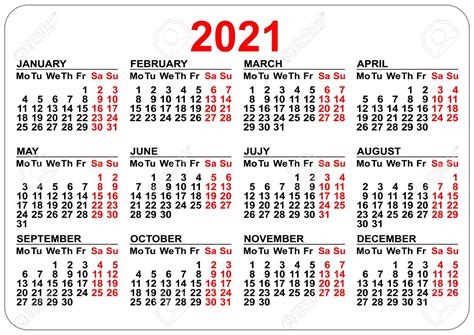 Yearly calendar showing months for the year 2021. Calendar 2021 | 2020calendartemplates.com