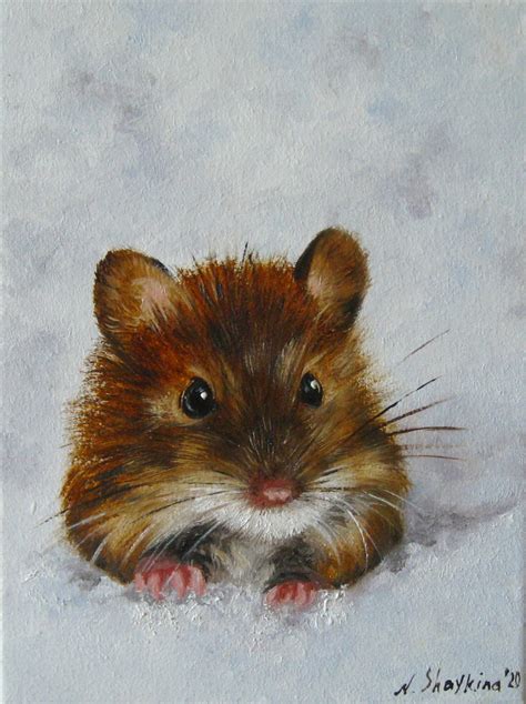 Mouse In Snow Painting Original Mice Art Painting Oil On Etsy