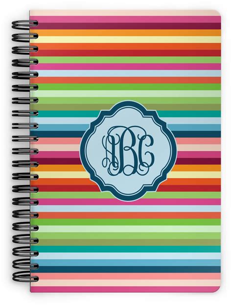 Retro Horizontal Stripes Spiral Bound Notebook 7x10 Personalized