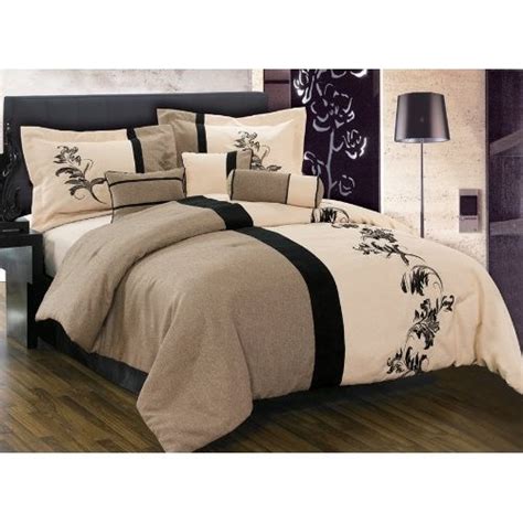 Image Detail For Luxury Brown Cream Beige Floral Linen Comforter Set