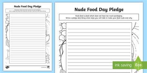 Nude Food Pledge Years Worksheet Worksheet Twinkl