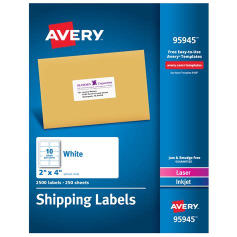 Avery 95945 2 X 4 White Permanent Printable Bulk Shipping Label