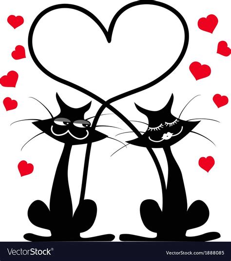 Cats In Love Royalty Free Vector Image Vectorstock Black Cat Black