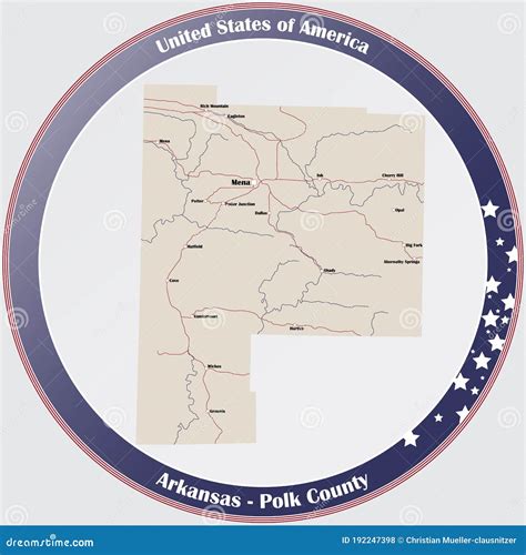 Map Of Polk County In Arkansas Stock Vector Illustration Of States