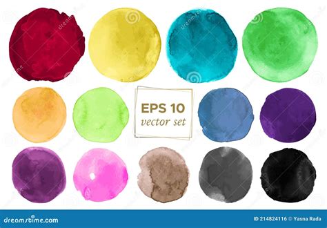 Watercolor Circle Vector Isolated Splash Background Colorful Rounds