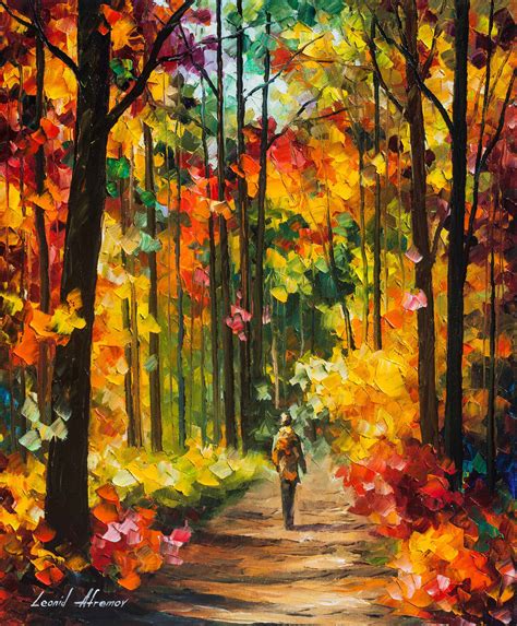 Solid Fall Original Oil Painting On Canvas By Leonid