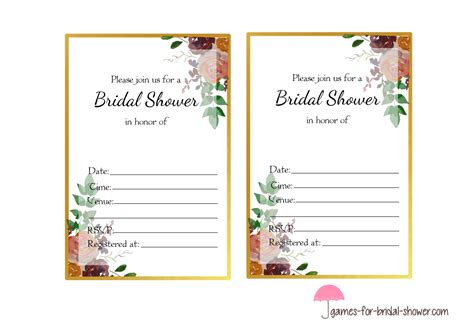 Free Printable Bridal Shower Invitation Templates