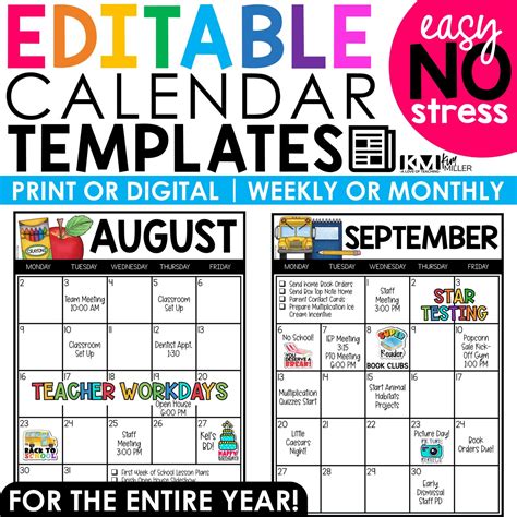 2023 2024 Editable Monthly Calendar Templates Printable And Digital