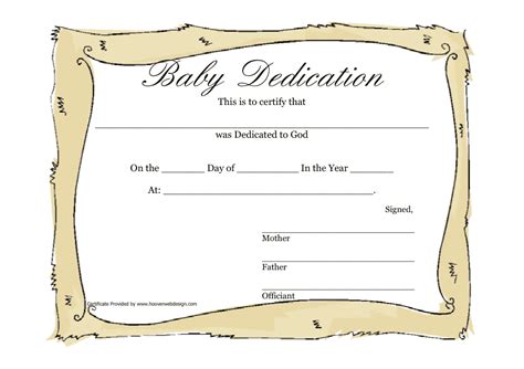 Baby Dedication Certificate Template Beige Download Printable Pdf