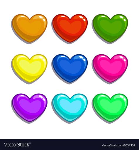 Cute Cartoon Colorful Hearts Set Royalty Free Vector Image
