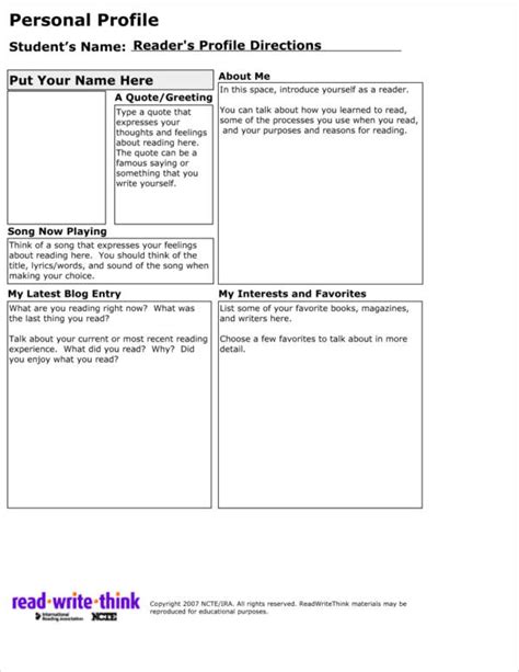 Personal Profile Template Free Download Word Printable Templates Riset