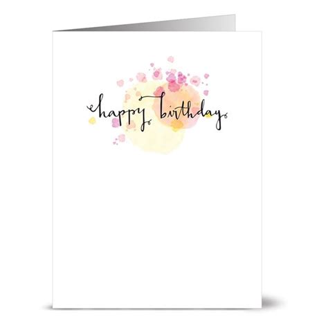 Get started selling birthday, anniversary, birth. 24 Note Cards - Yellow Watercolor Script Happy Birthday ...