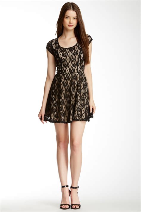 Cutout Back Lace Fit & Flare Dress by Socialite Juniors on @nordstrom_rack | Flare dress, Fit ...