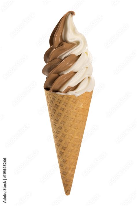 Vanilla And Chocolate Soft Ice Cream Waffled Cone Stock Photo Adobe Stock