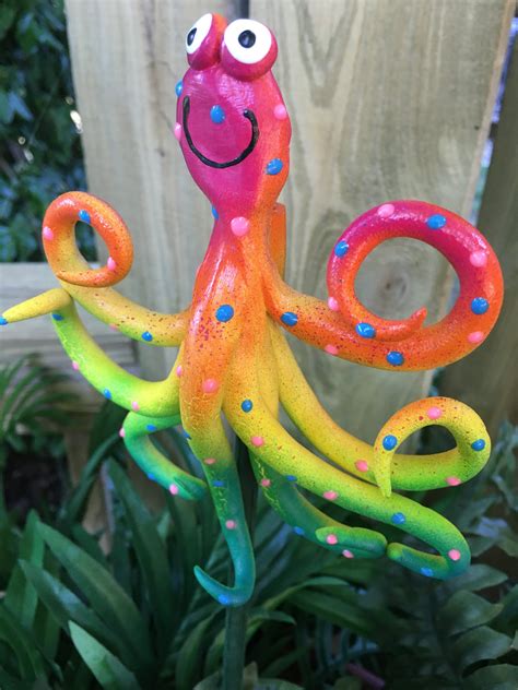 Octopus Garden Stake Garden Decor Whimsical Octopus Sculpture Garden