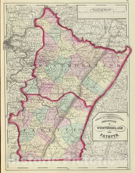 Historic Map 1872 Westmoreland Fayette Counties