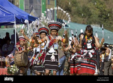 Naga Tribal People Performing At Hornbill Festival Kohima Nagaland