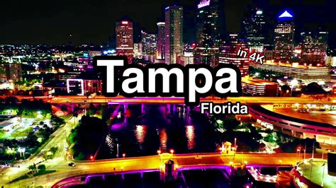 Downtown Tampa Skyline At Night 4k Screensaver Drone Tour Of Tampa