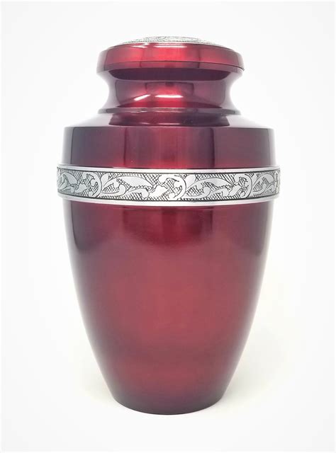 Memorials4u Deep Red Cremation Urn For Human Ashes Adult Funeral Urn