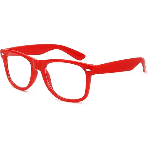 Skeleteen Red Clear Lens Glasses 80s Style Non Prescription Retro