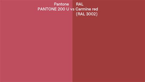 Pantone 200 U Vs Ral Carmine Red Ral 3002 Side By Side Comparison