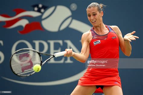 Flavia Pennetta Of Italy Returns A Shot During Her Womens Singles
