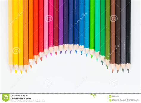 Close Up Colour Wooden Pencils On White Background Stock Image Image