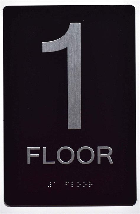 Floor Number Sign 1st Floor Signaluminium Blacksilversize 6x9 The