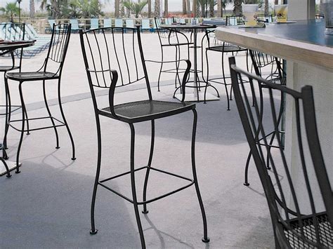 Woodard Aurora Wrought Iron 42 Round Mesh Top Bar Height ... Wrought iron bar stools are the perfect choice for those that prefer metal and steel that will stand the test of time.